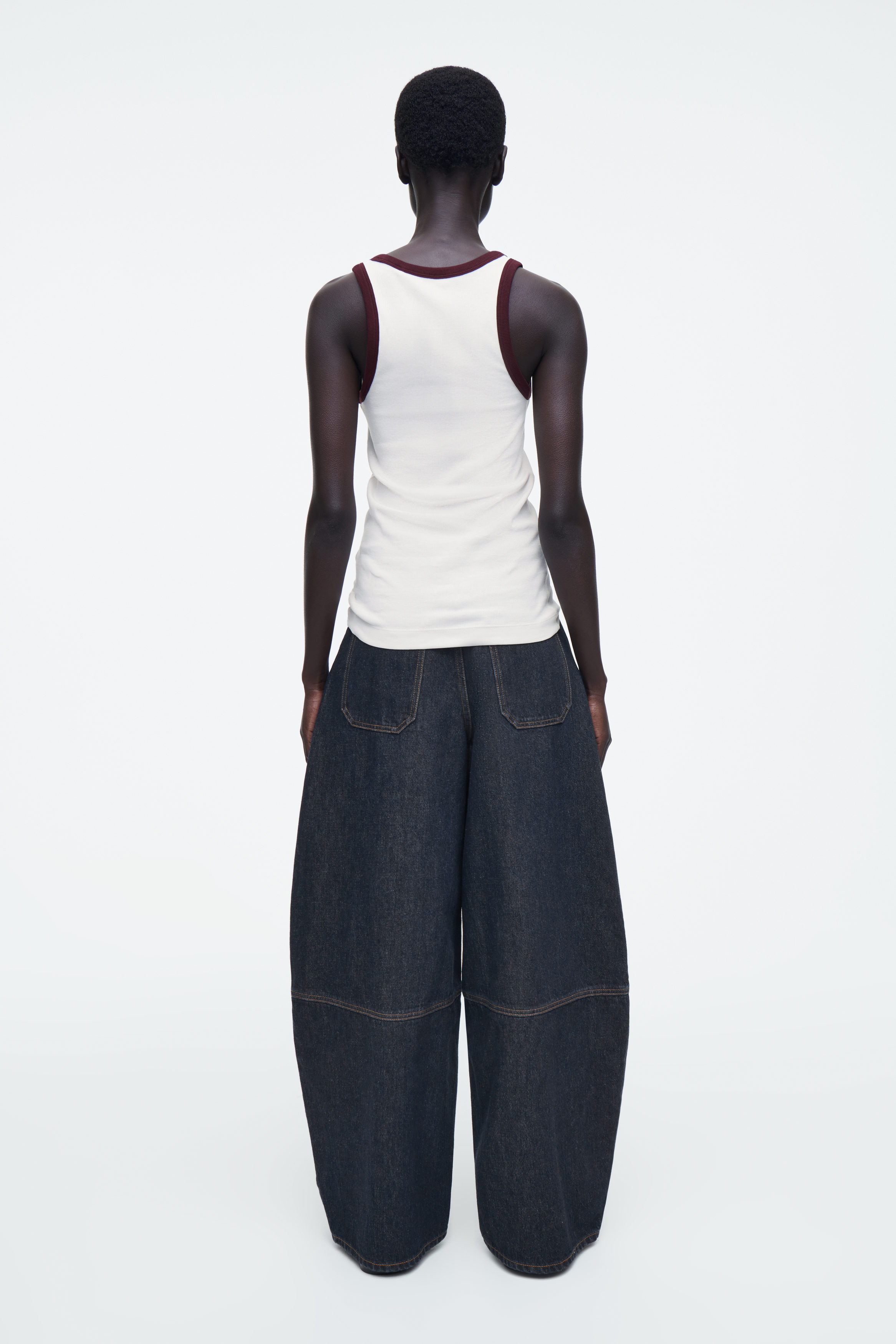 RIBBED TANK TOP - ECRU / BLACK | COS