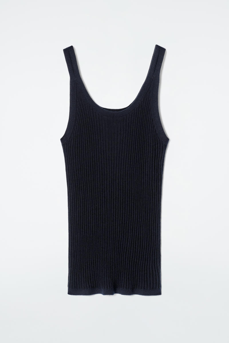 Ribbed Cashmere-Silk Tank Top
