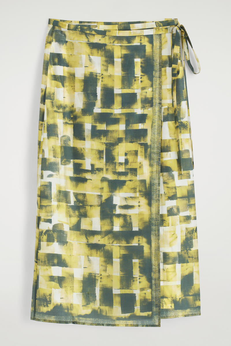 Printed Midi Wrap Skirt