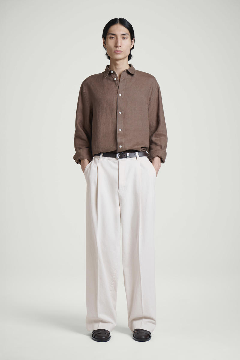 Cos Pleated Wide-leg Denim Trousers