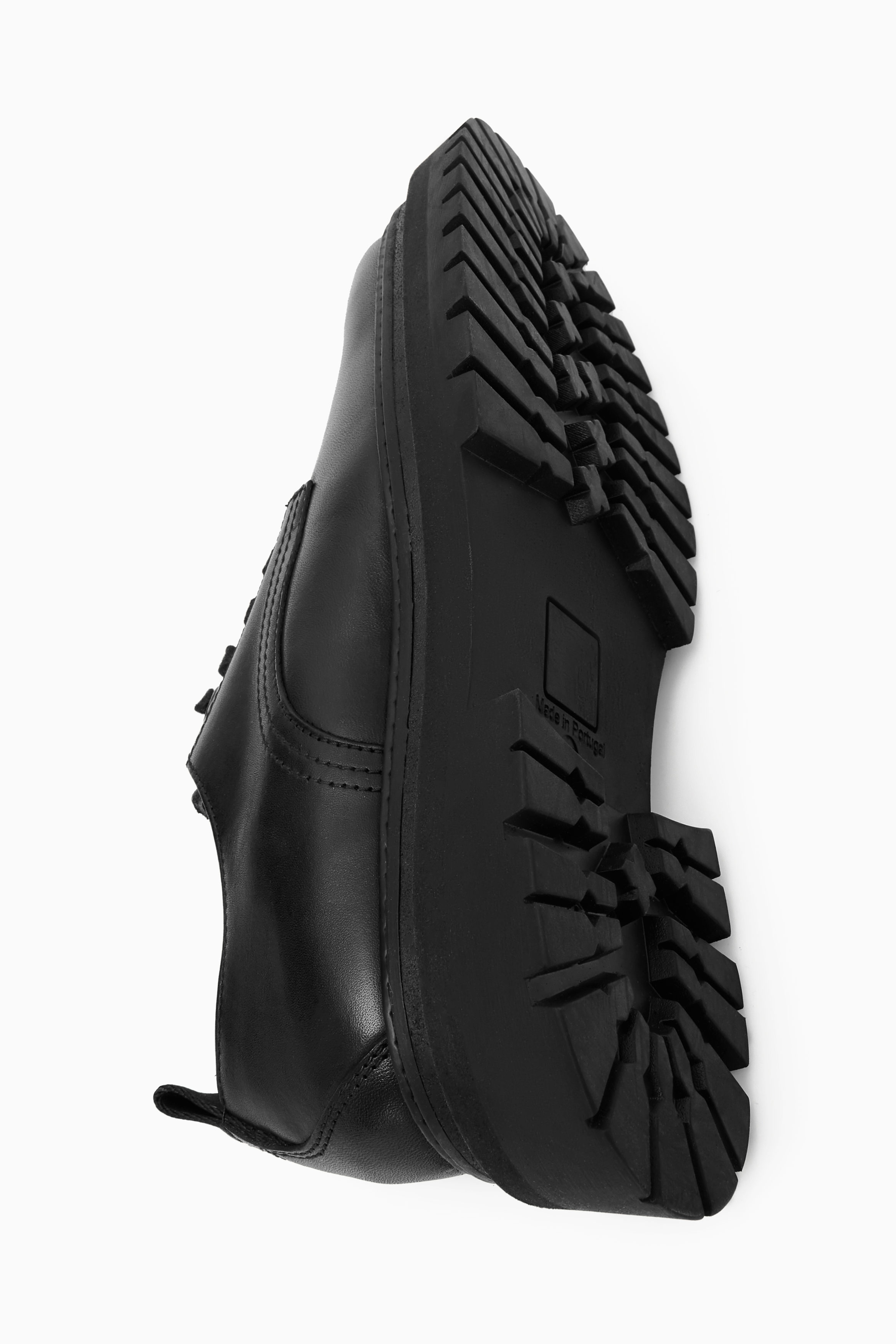 CHUNKY LEATHER DERBY SHOES - BLACK