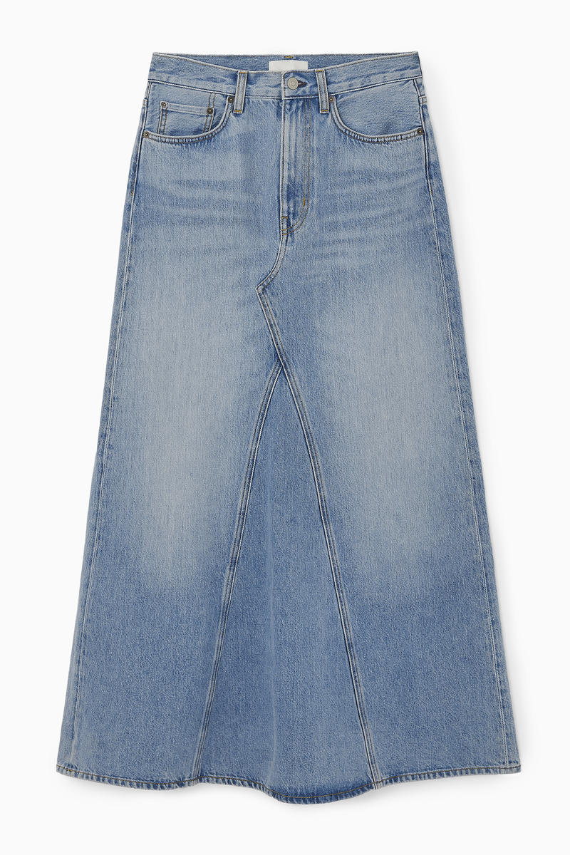 Panelled Denim Maxi Skirt