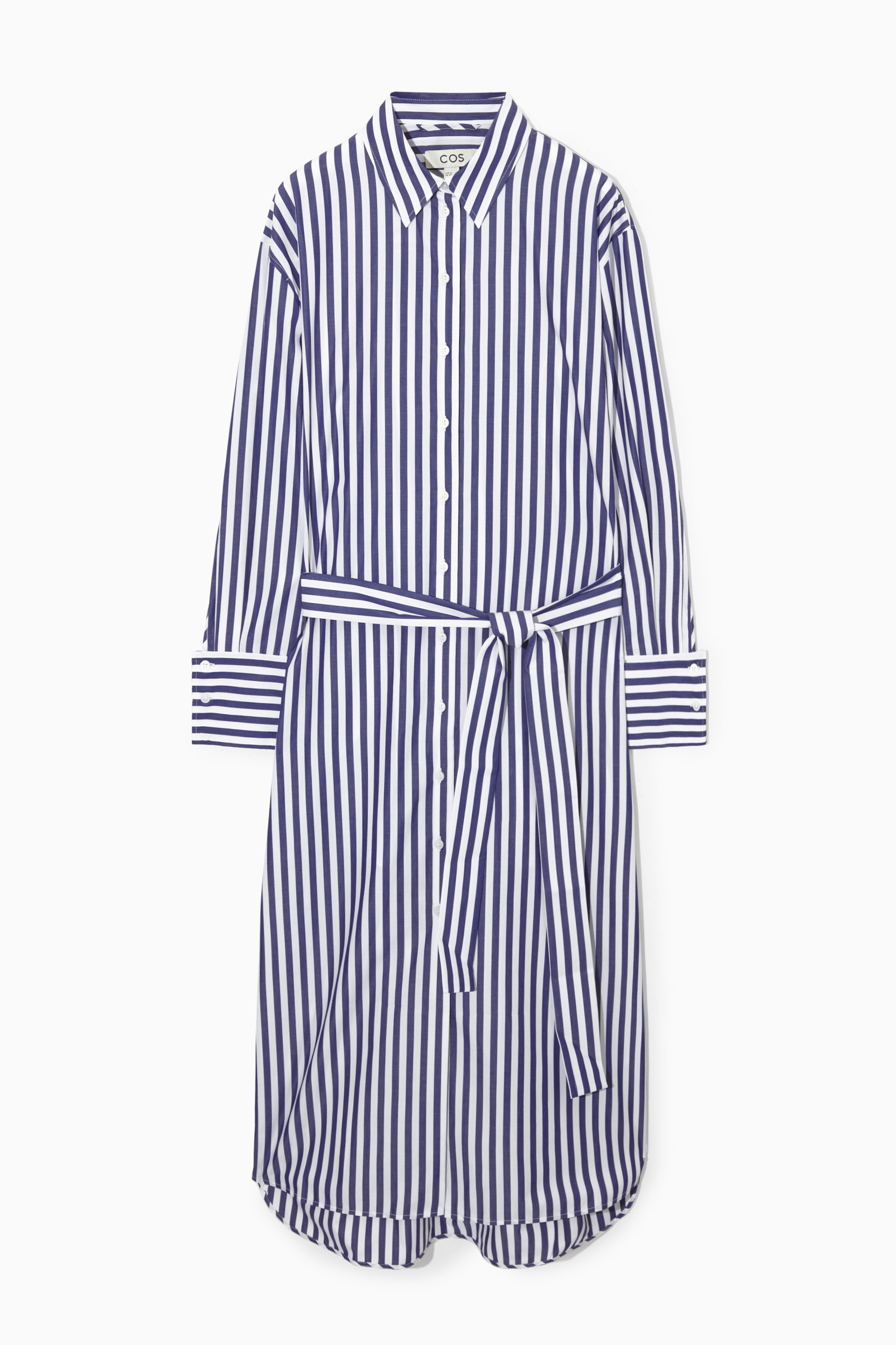 ROBE-CHEMISE MIDI RAYÉE CEINTURÉE