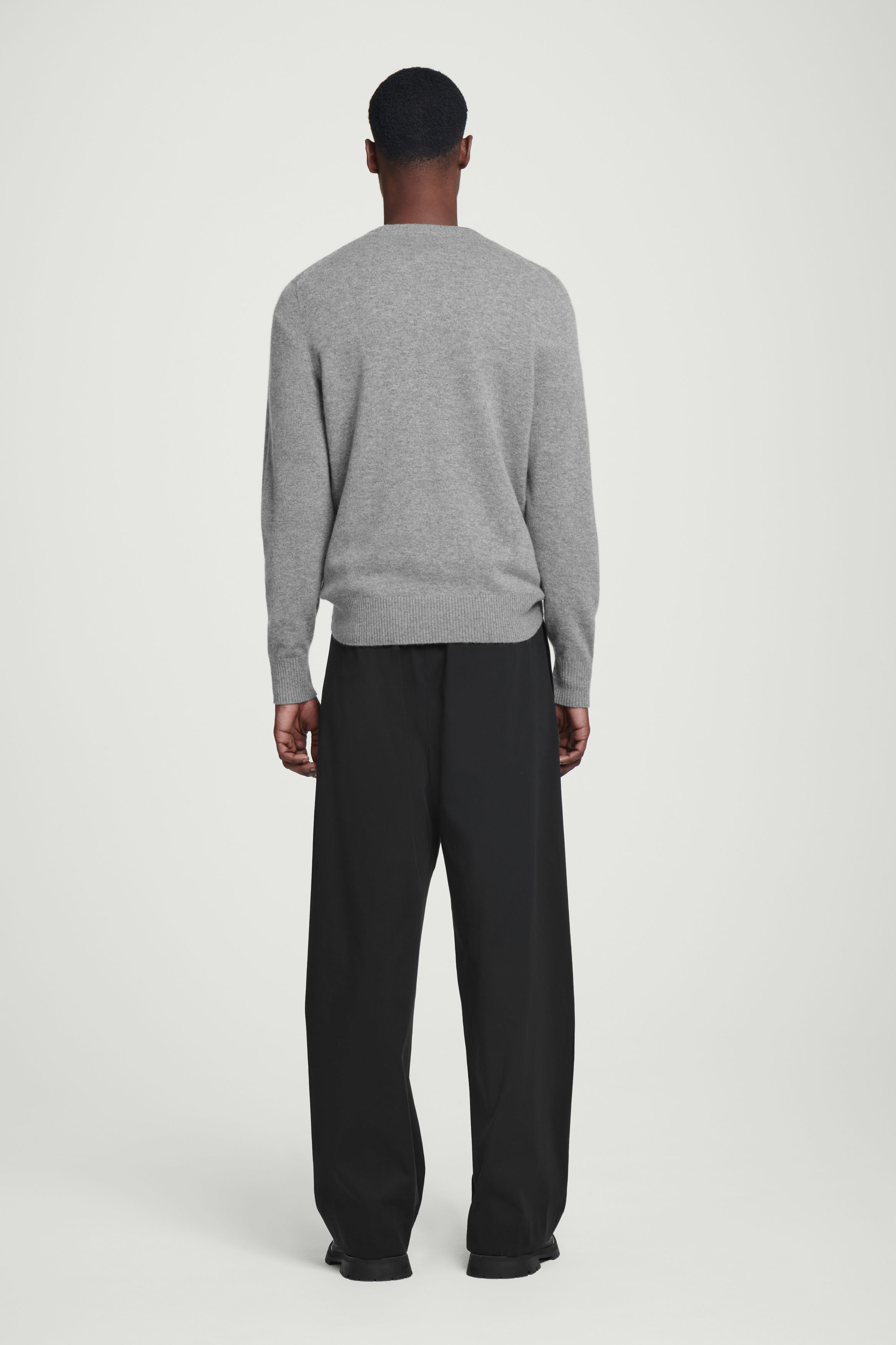 MERINO WOOL-BLEND WIDE-LEG TROUSERS - GREY | COS