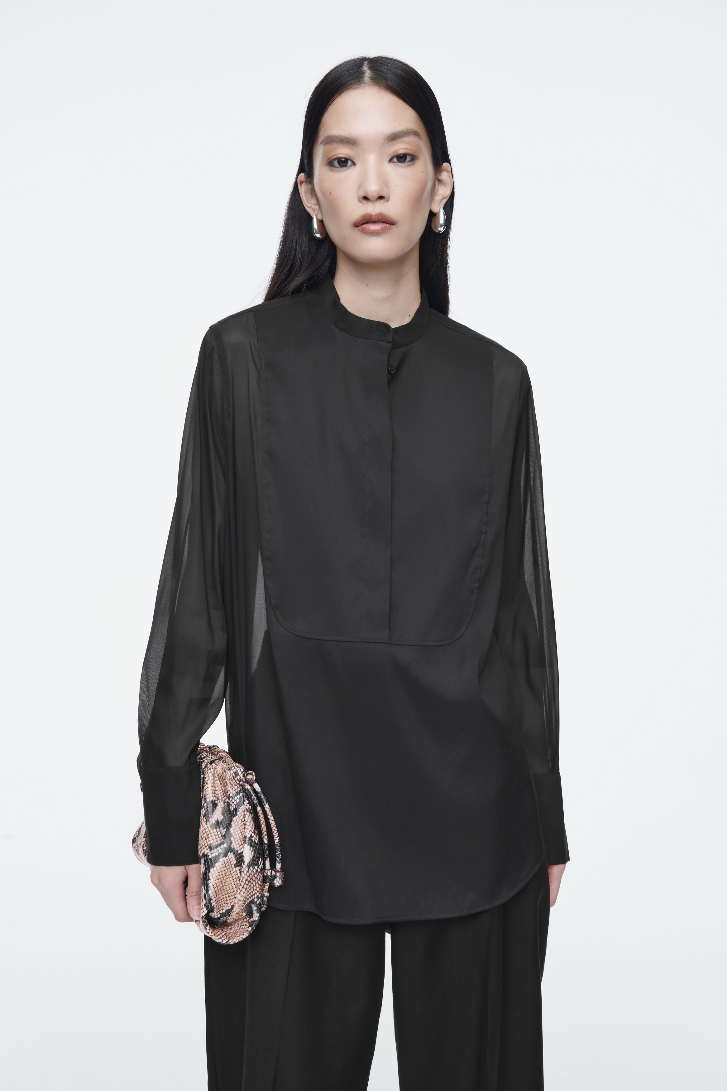 Ls Sheer Lace Shirt Black - Shirt | 7 For All Mankind