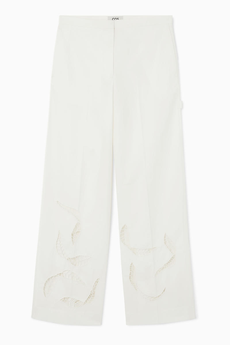 Broderie Anglaise Wide-Leg Trousers