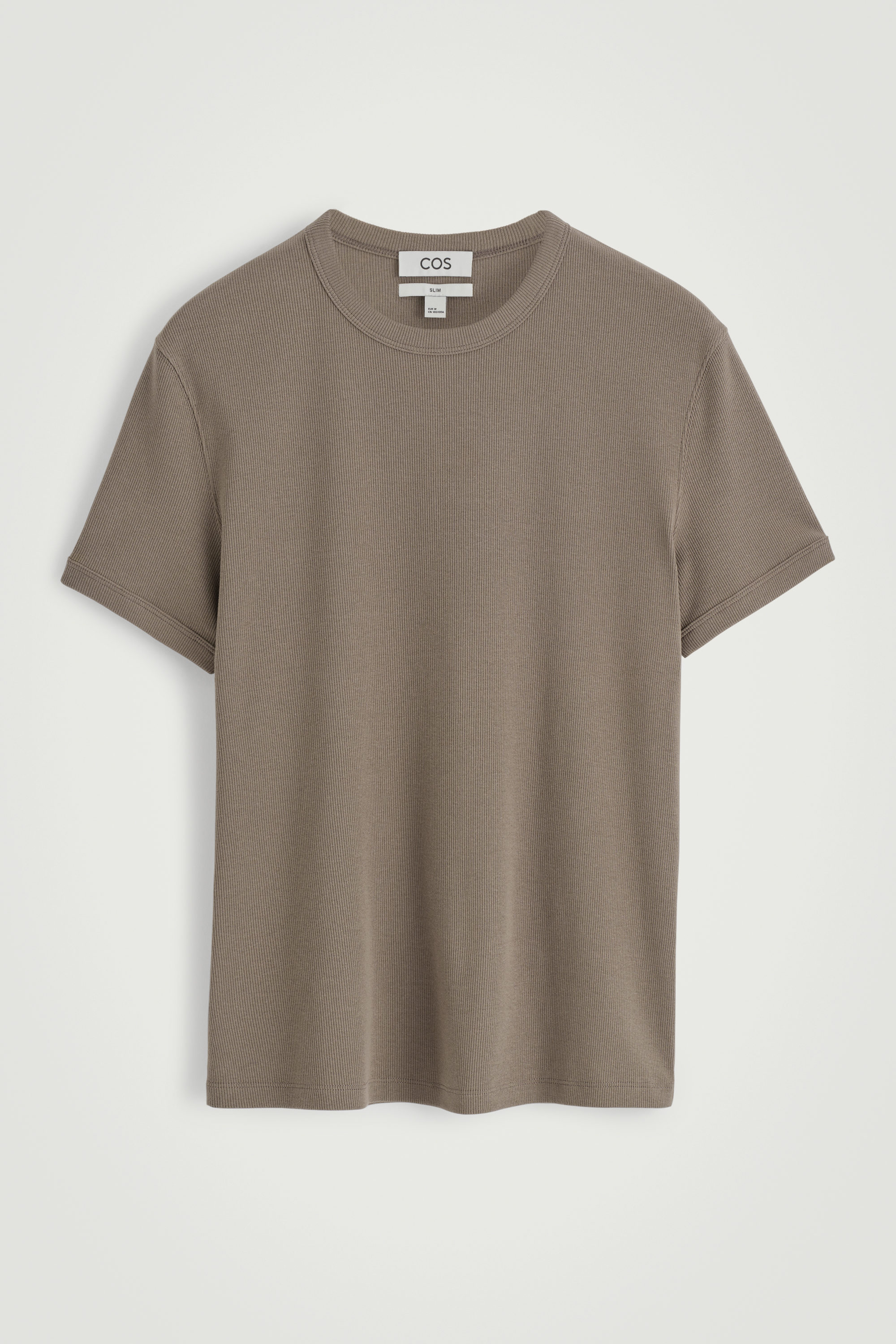 SLIM RIBBED COTTON T-SHIRT - KHAKI | COS