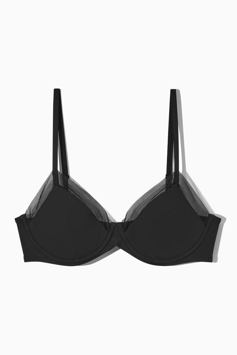 Underwired Mesh-Panelled Bra