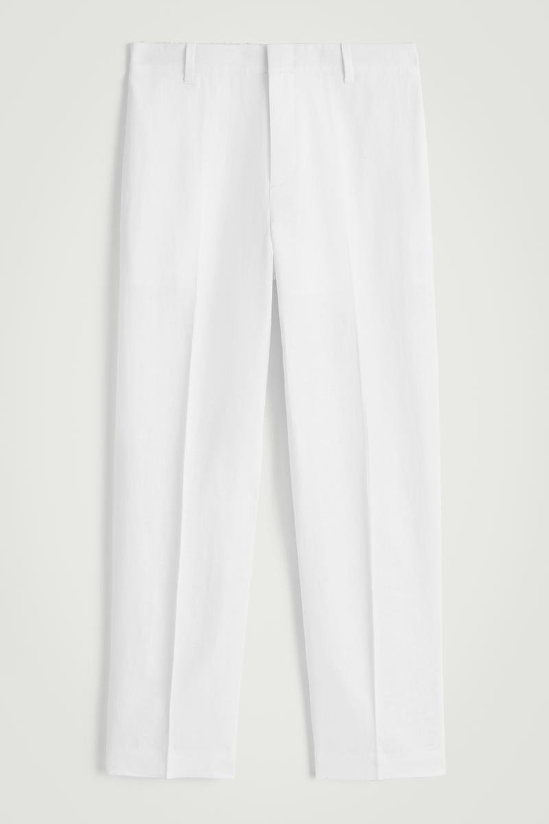 Elasticated Linen Straight-Leg Trousers