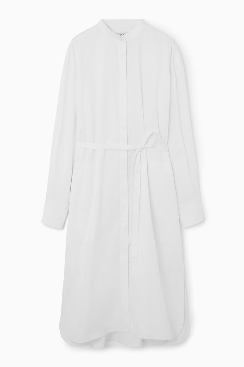 Oversized Grandad-Collar Shirt Dress