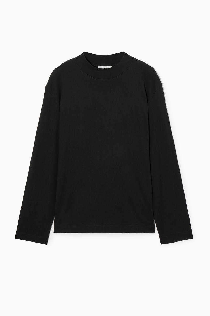 Relaxed Long-Sleeved Mock-Neck T-Shirt