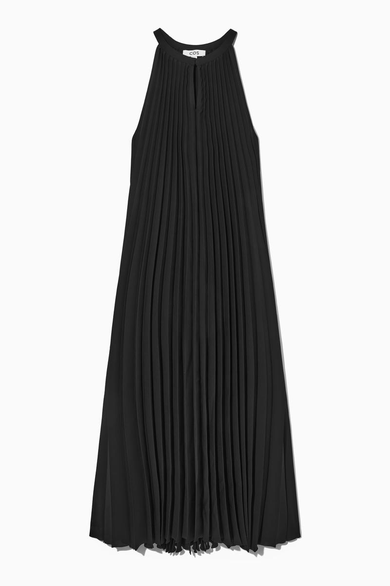 Pleated Halterneck Midi Dress