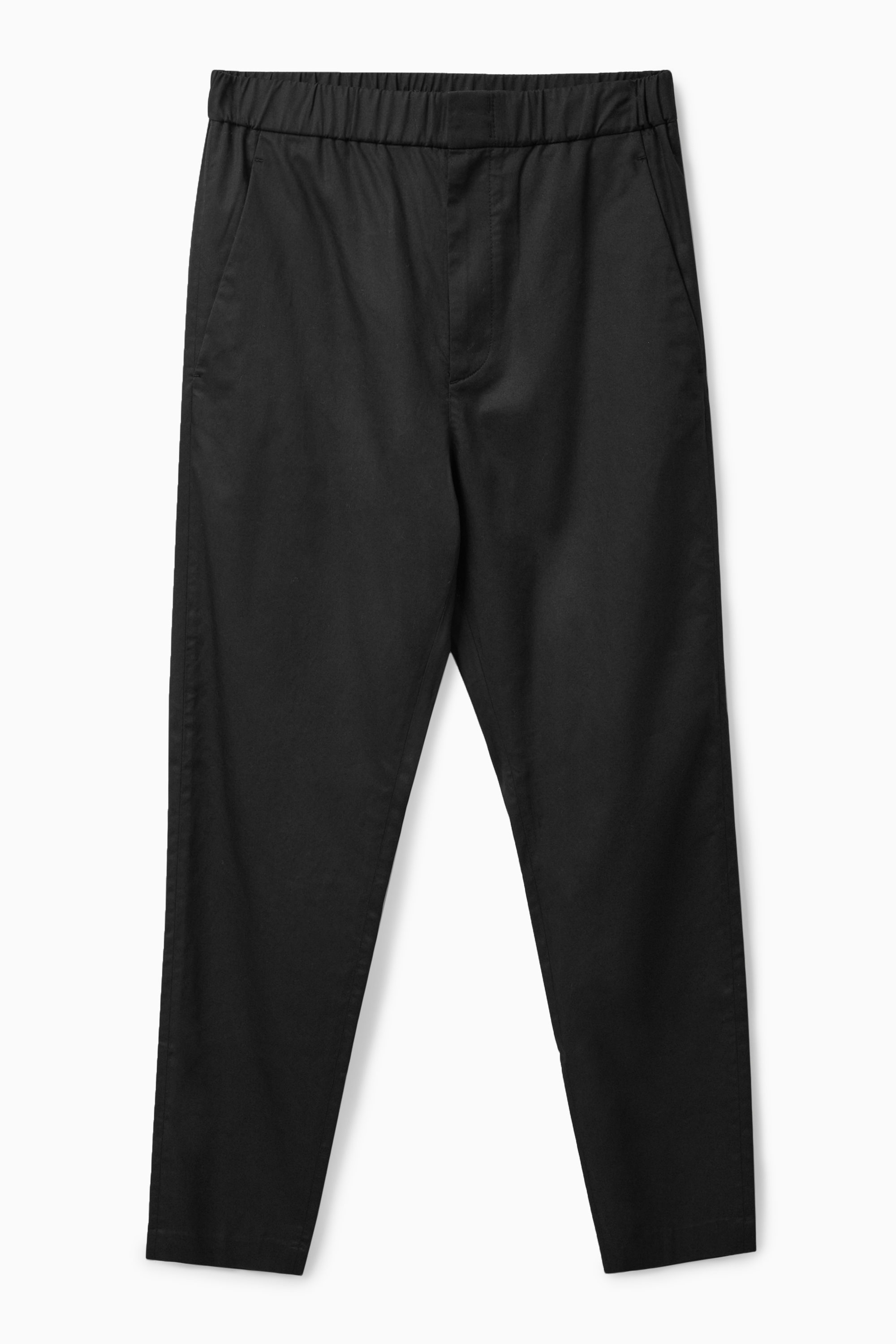 REGULAR-FIT TAPERED TROUSERS - BLACK