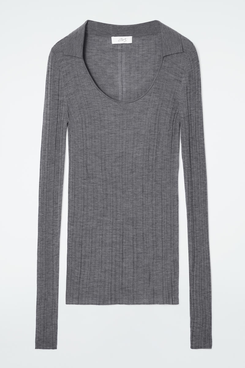 The Open-Collar Merino Wool Top