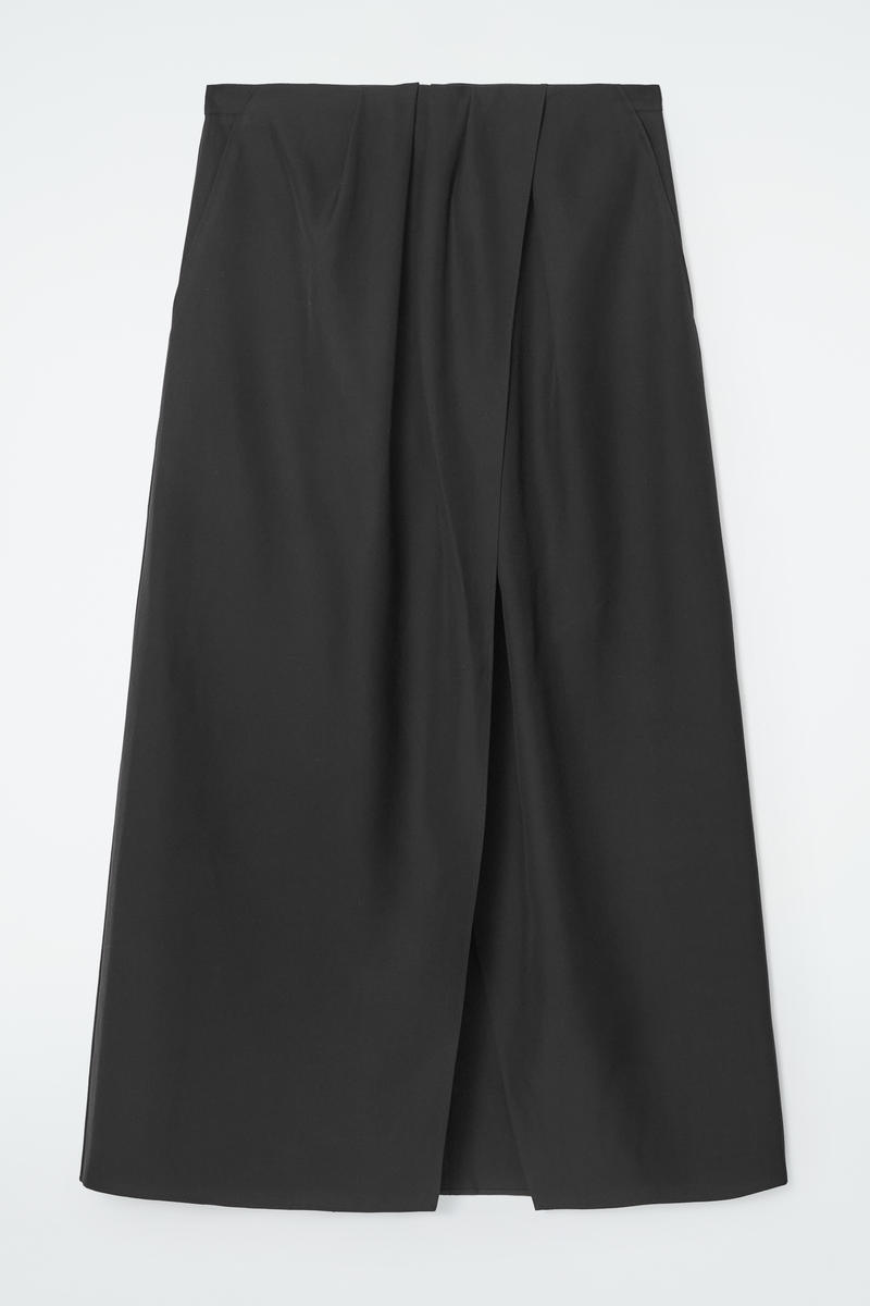 Draped Wrap Midi Skirt