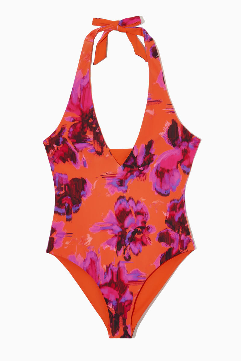 Reversible Printed Plunge Swimsuit in Multicolor