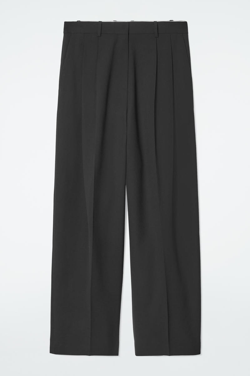 Wide-Leg Tailored Twill Trousers