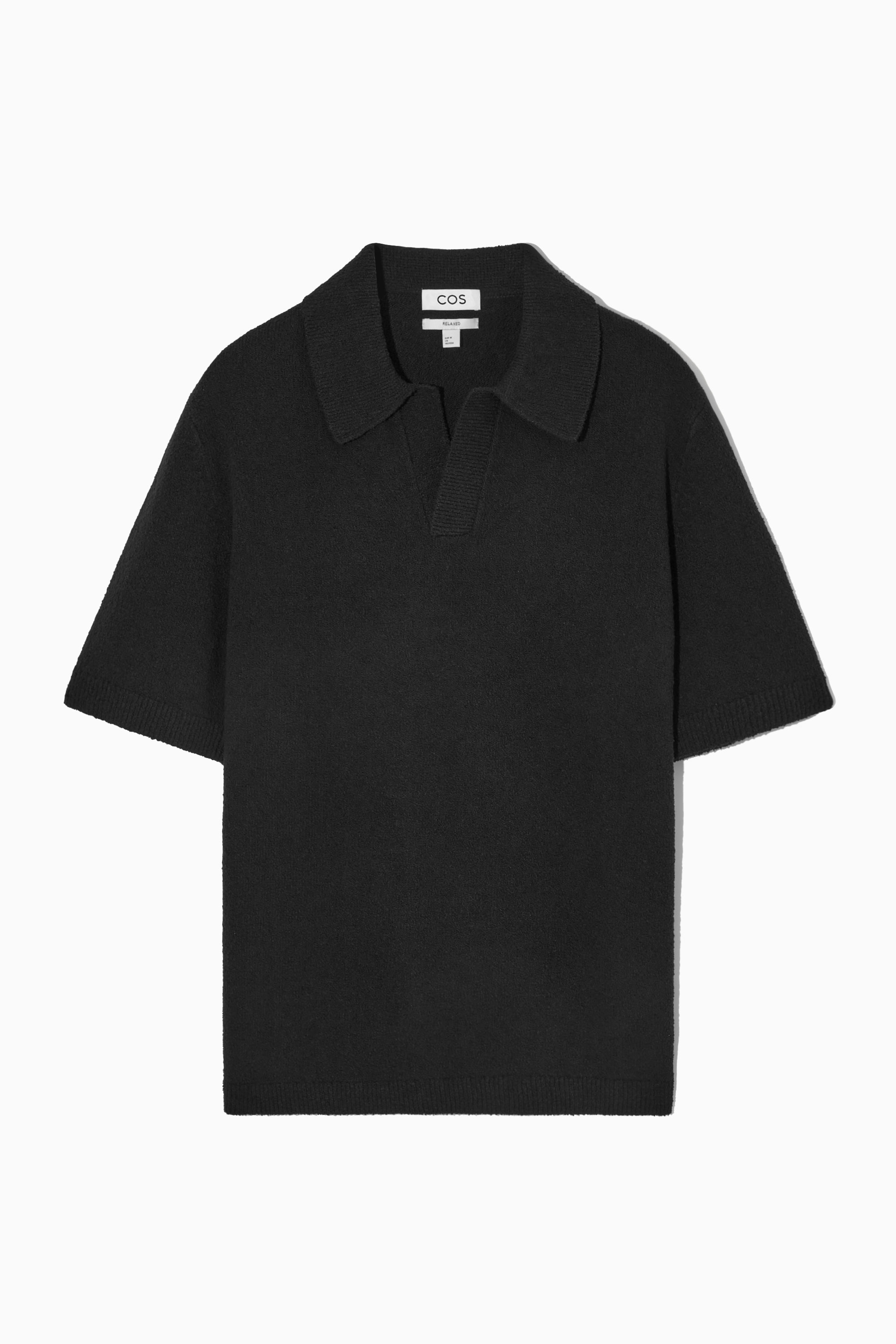 soduk◆22FW/big polo knit/FREE/コットン/ブラック/0422030518 KNITTED SILK POLO SHIRT - BLACK | COS