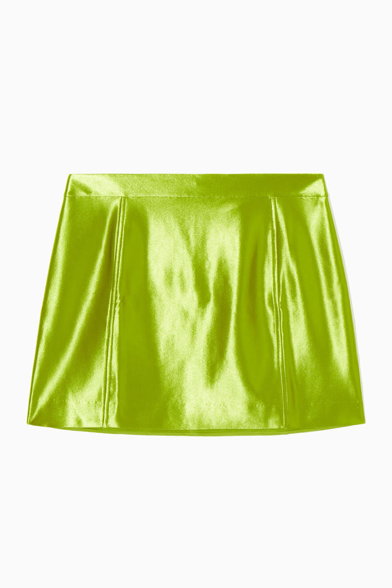 High-Shine Satin Mini Skirt