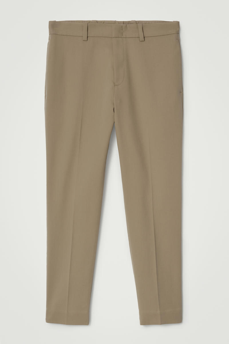 Slim-Fit Cotton Trousers in Beige