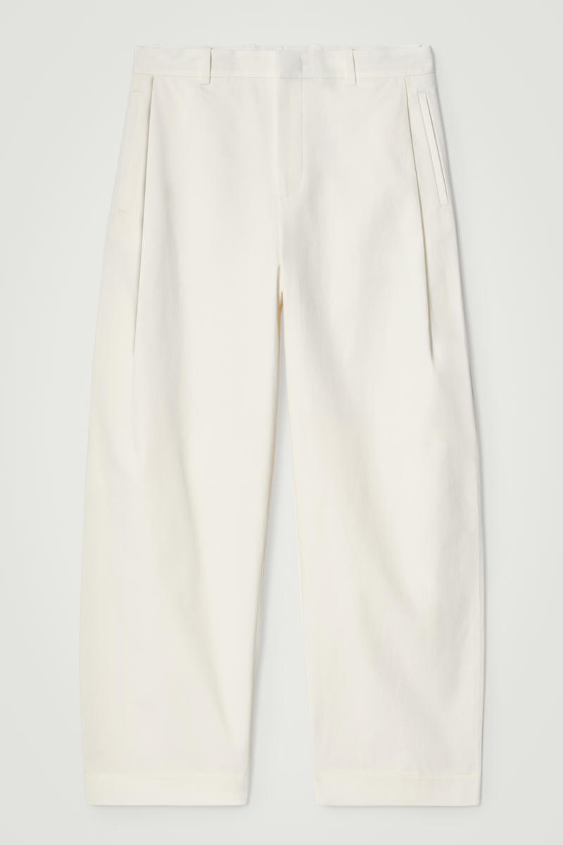 Pleated Cotton Wide-Leg Trousers