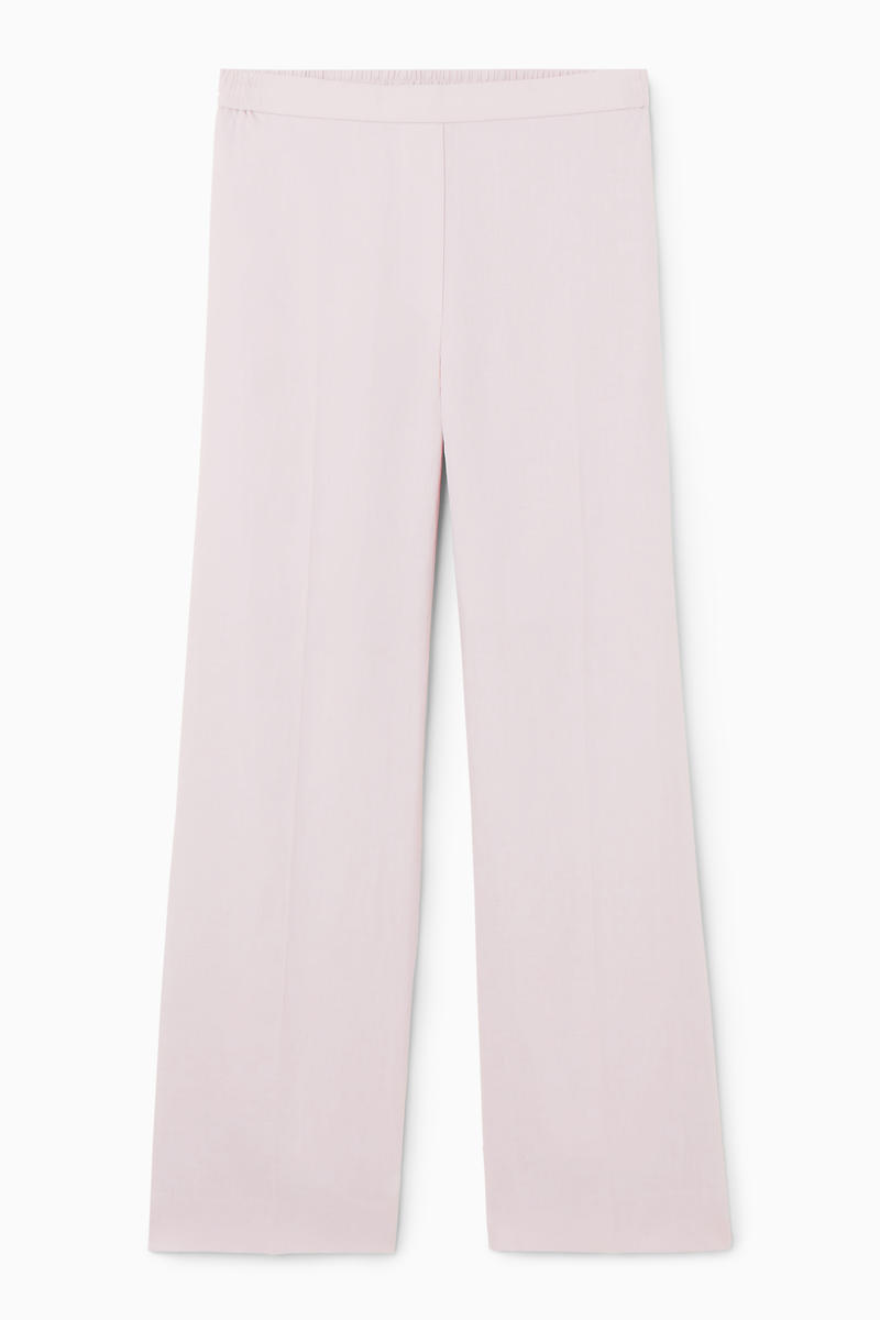 Straight-Leg Tailored Linen Trousers in Purple