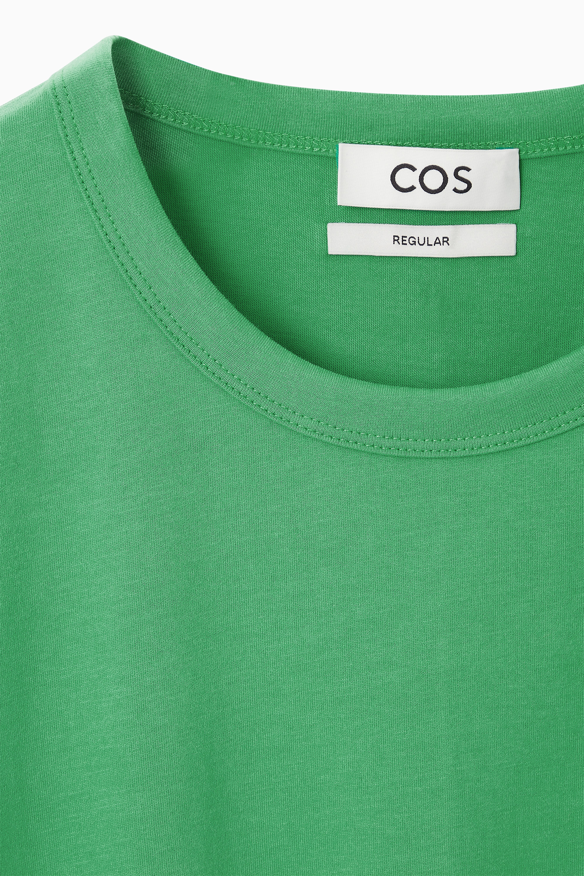 REGULAR BRUSHED-COTTON T-SHIRT - BRIGHT GREEN | COS