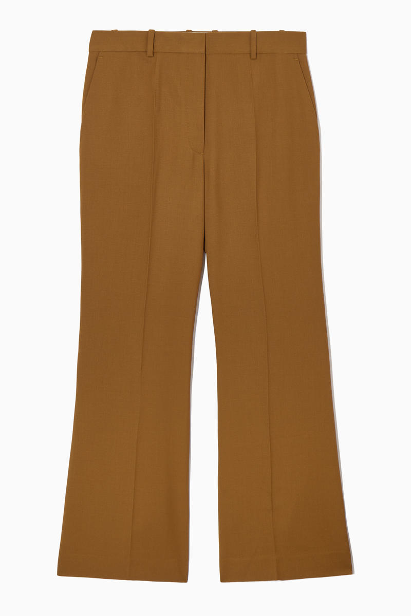 Flared Wool Trousers in Brown