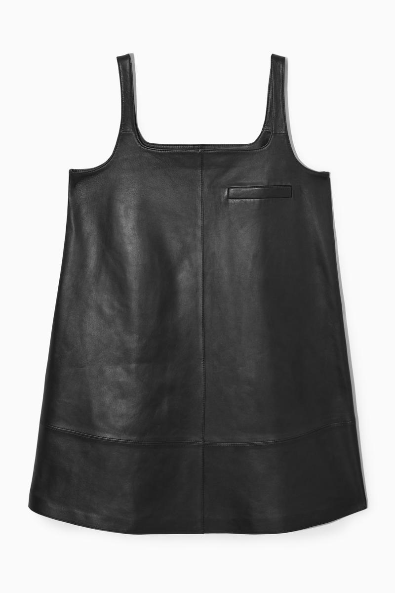 Leather Mini Pinafore Dress