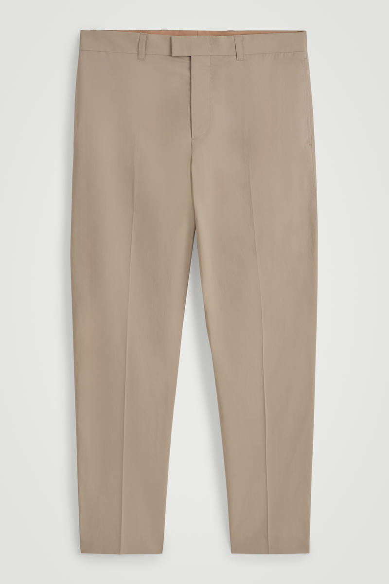Cos Cotton Straight-leg Trousers In Beige