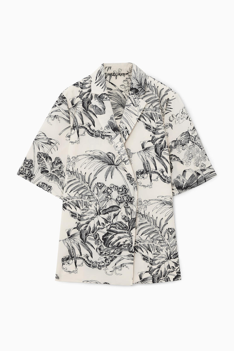Botanical-Print Short-Sleeved Blazer
