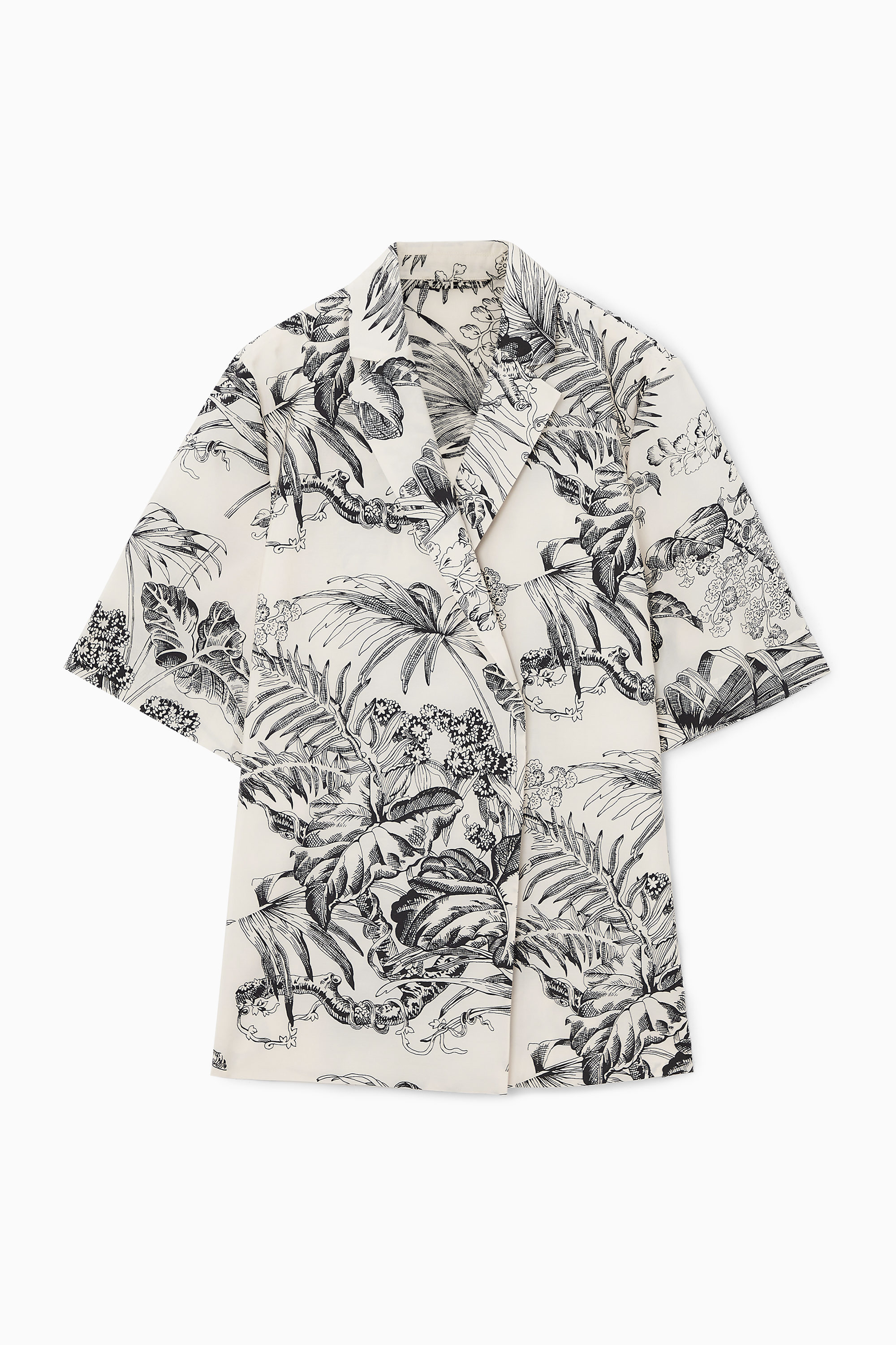 BOTANICAL-PRINT SHORT-SLEEVED BLAZER
