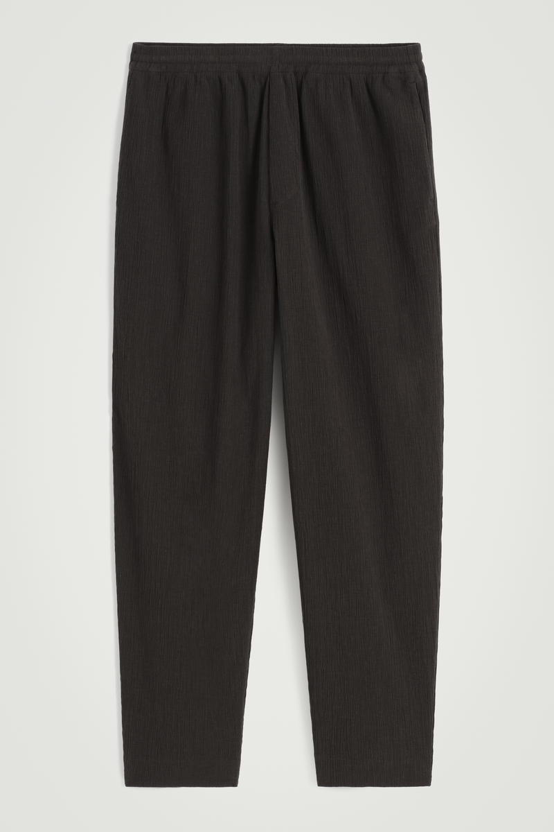 Crinkled-Cotton Trousers in Brown