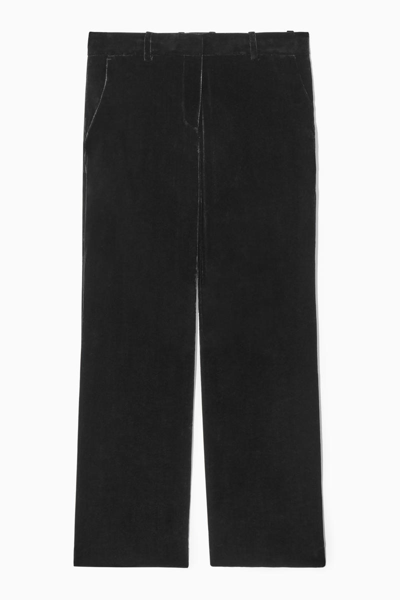 Silk-Blend Velvet Straight-Leg Trousers