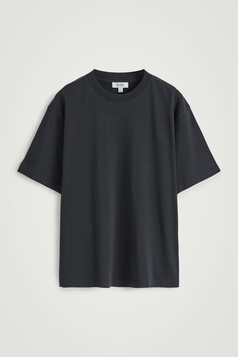 Cos Relaxed Lightweight Cotton T-shirt In Navy