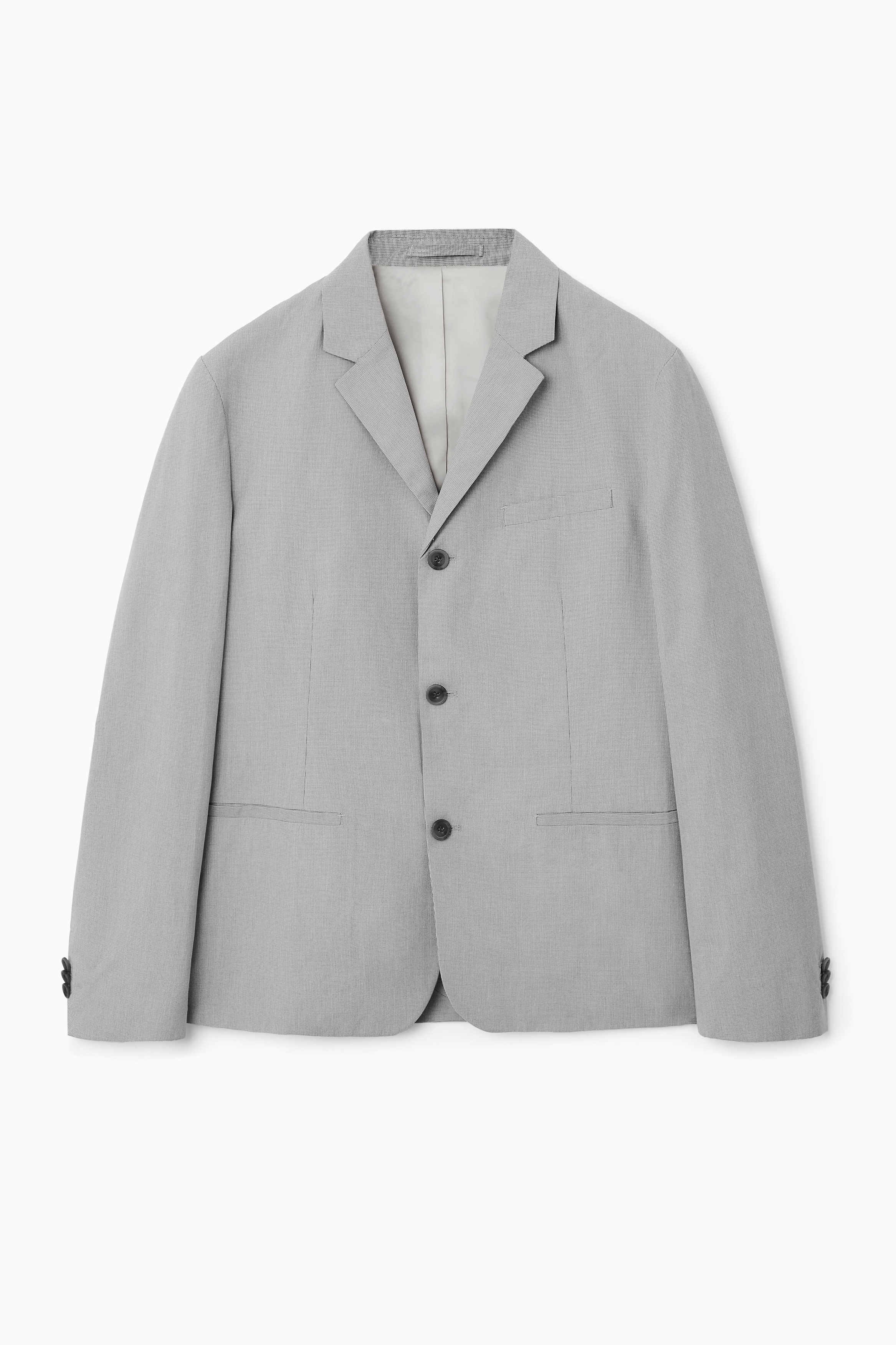 REGULAR MICRO-HOUNDSTOOTH SINGLE-BREASTED BLAZER - BEIGE REGULAR MICRO-HOUNDSTOOTH SINGLE-BREASTED BLAZER - BEIGE