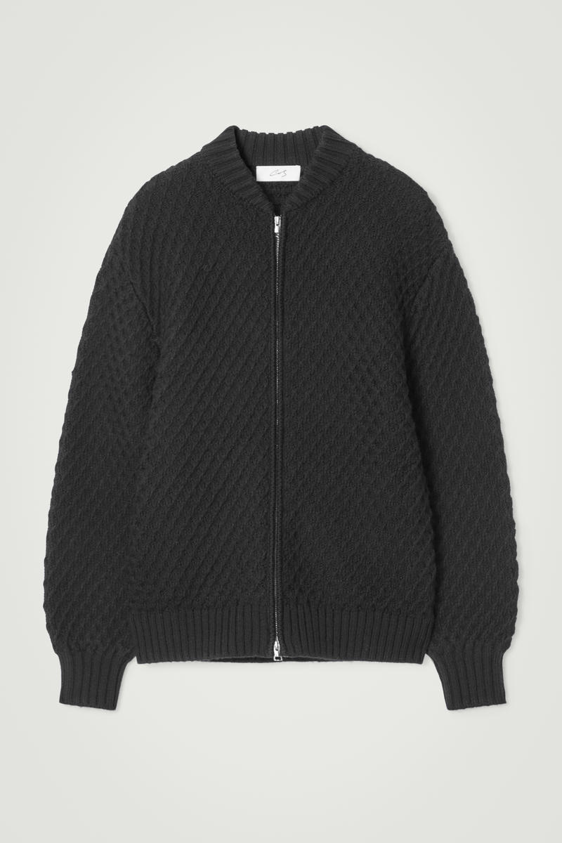 Cos The Honeycomb Bomber Jacket In Black