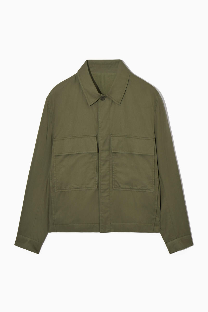 Relaxed Twill Utility Overshirt in Green