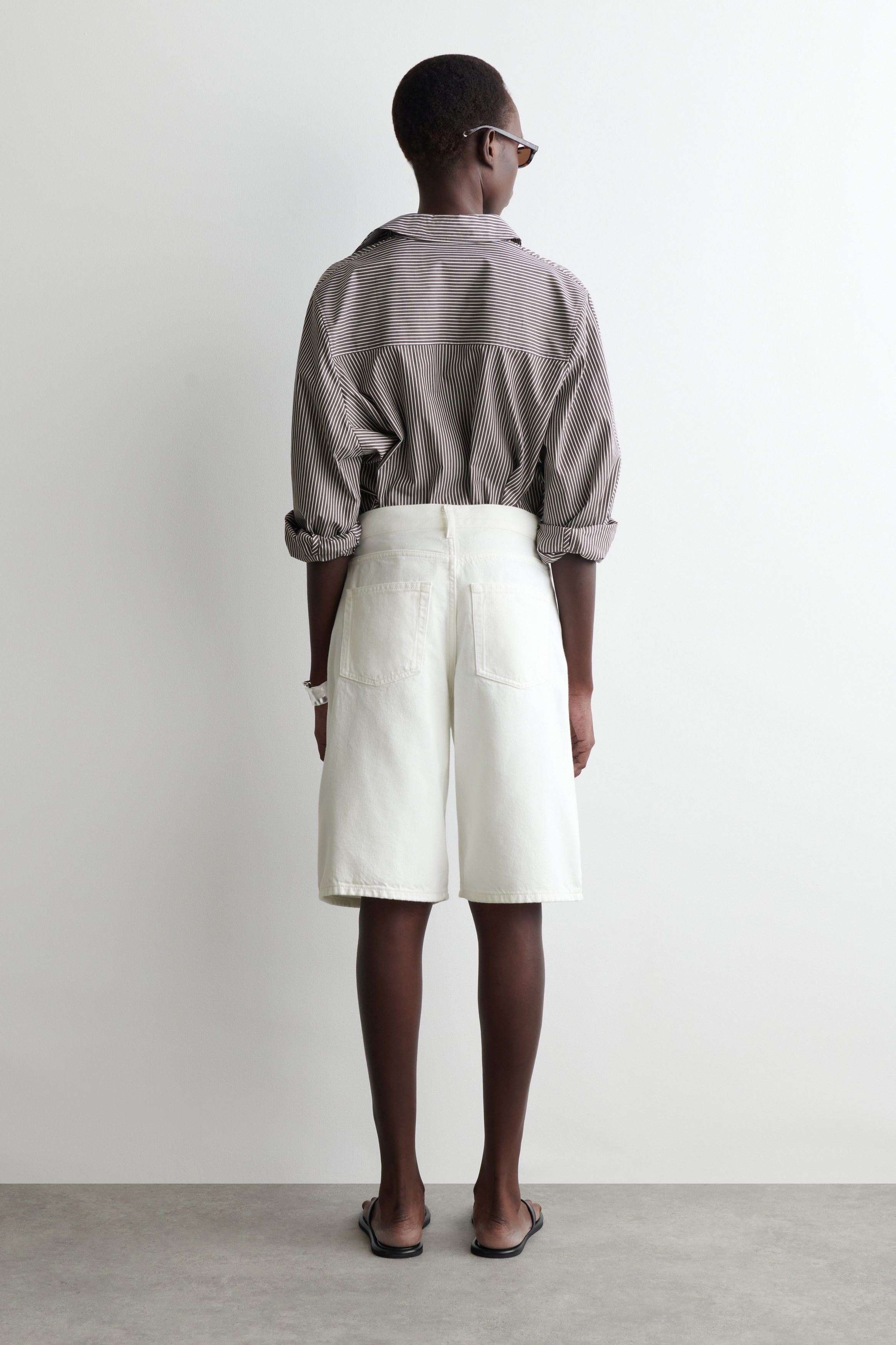 LONGLINE DENIM SHORTS - CHALK | COS