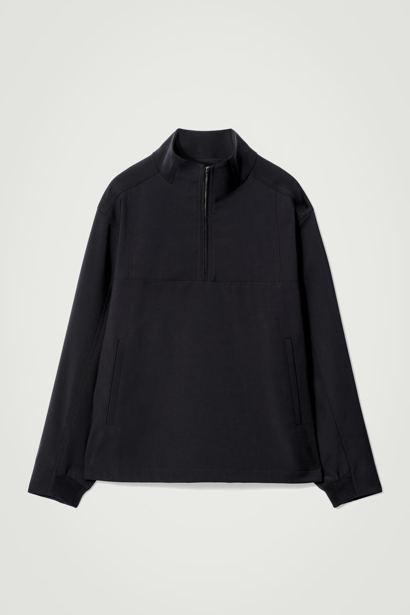 Double-Faced Wool-Blend Half-Zip Jacket