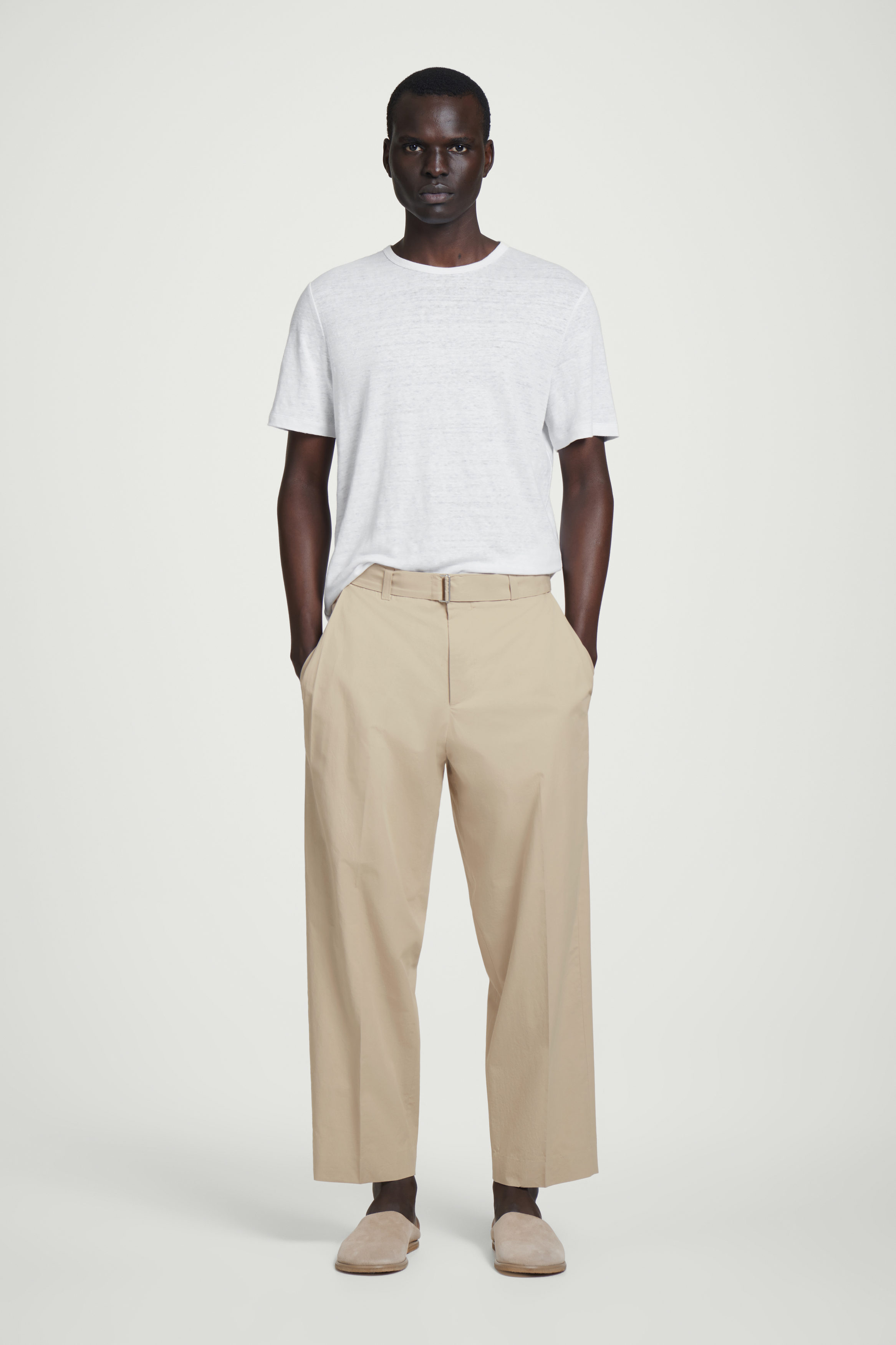 BELTED TAPERED COTTON PANTS - MOLE | COS