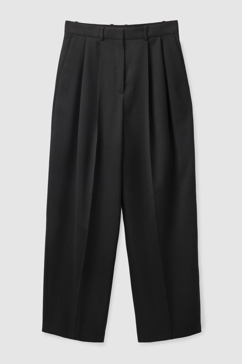 Cos Pleated Wide-leg Trousers In Black | ModeSens