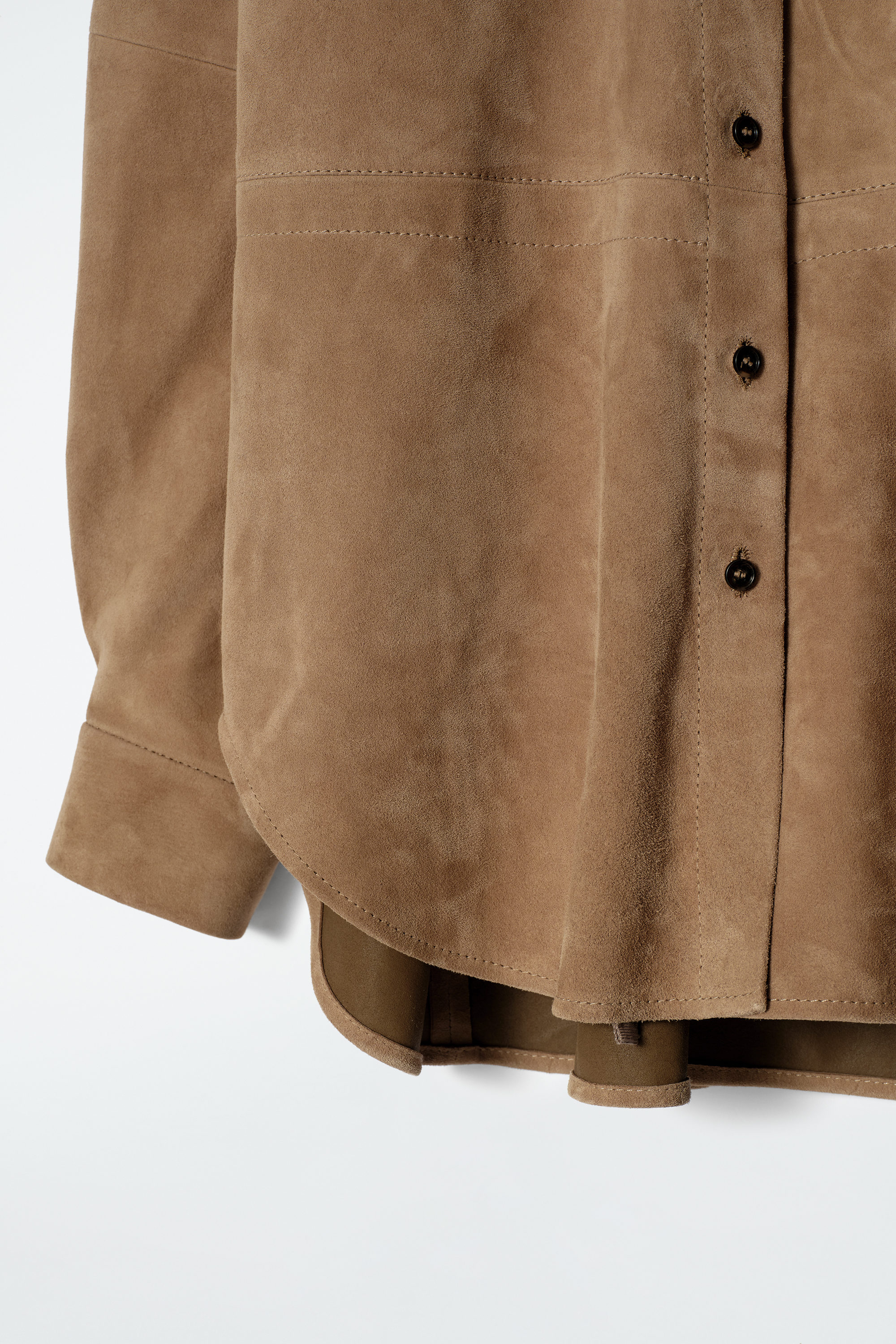 SUEDE DRAWSTRING SHIRT - SAND SUEDE DRAWSTRING SHIRT - SAND