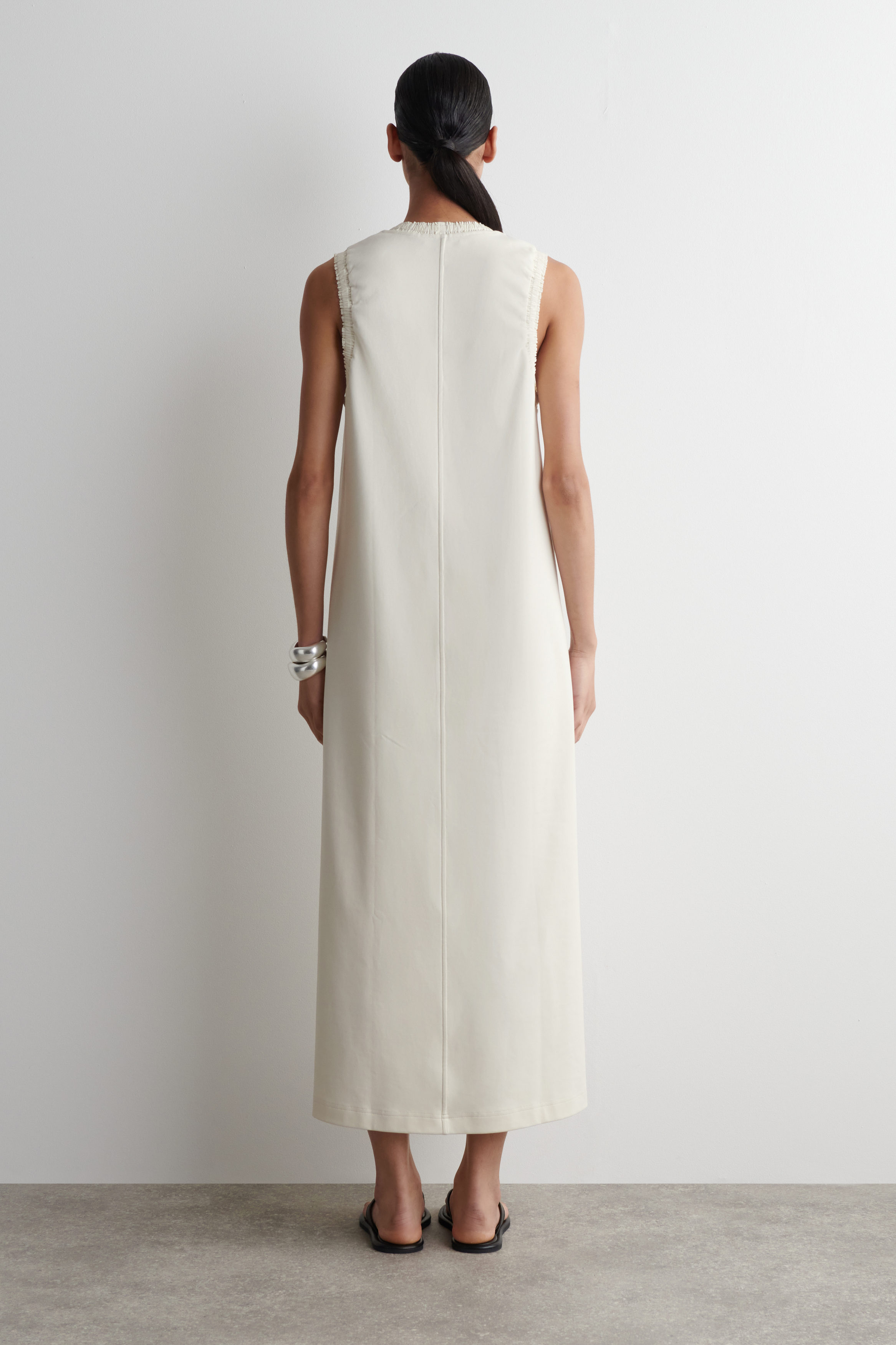 RUFFLED COTTON MIDI DRESS - WHITE | COS