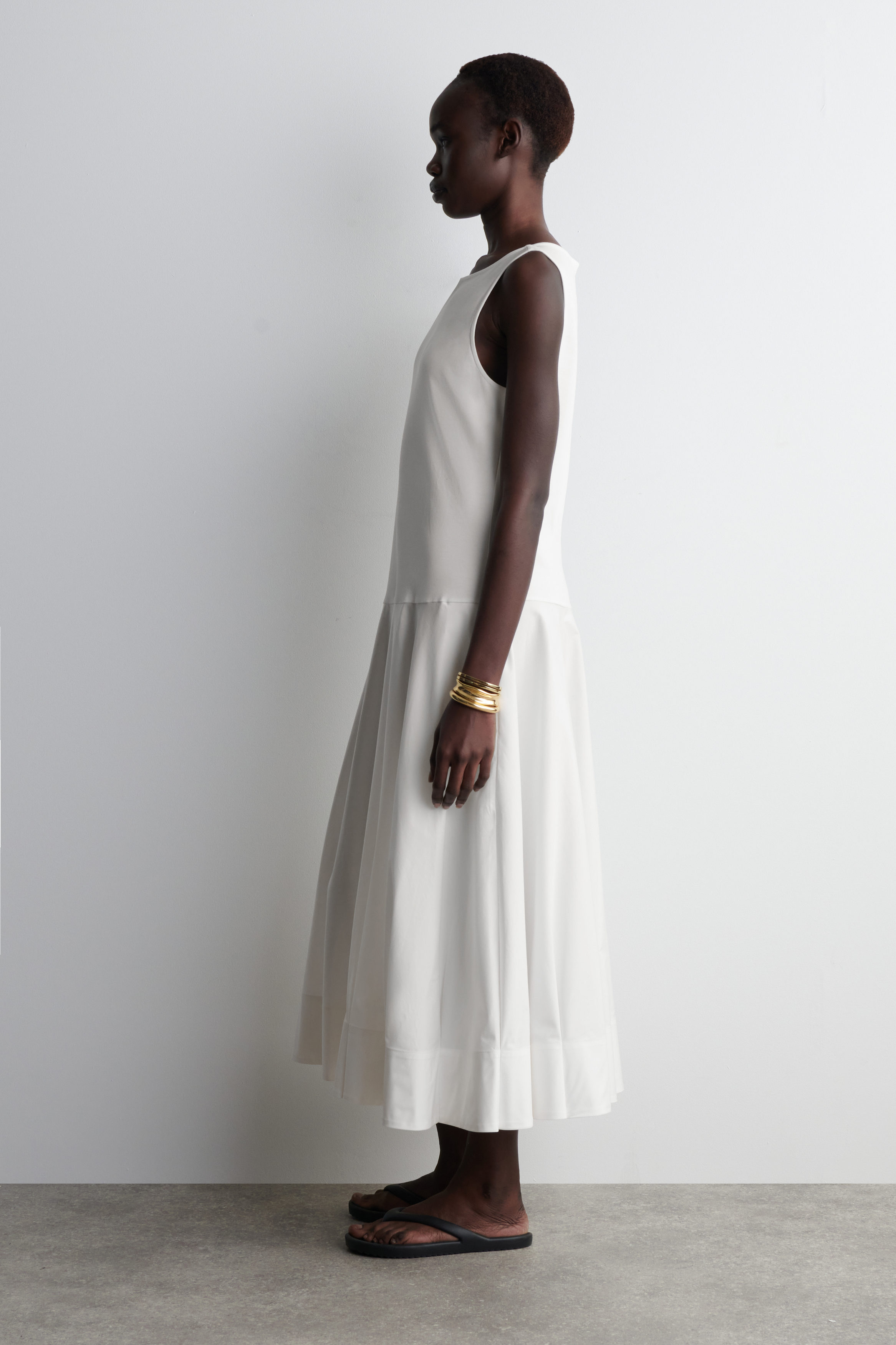 Cos Blanc Cos Robe Blanche ROBE MIDI TRAPÈZE À ENCOLURE BATEAU EN