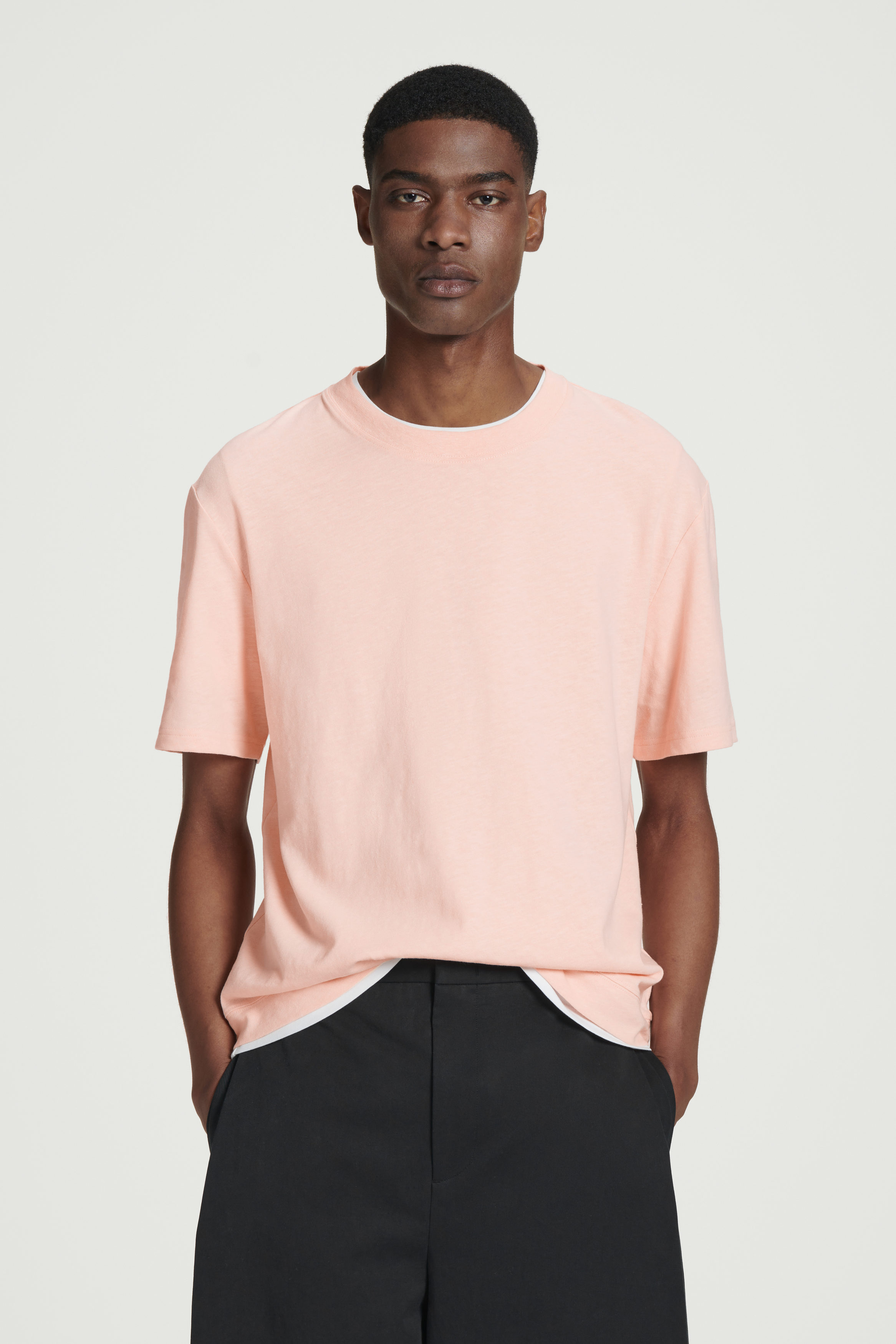 RELAXED SLUBBED-COTTON T-SHIRT - APRICOT RELAXED SLUBBED-COTTON T-SHIRT - APRICOT