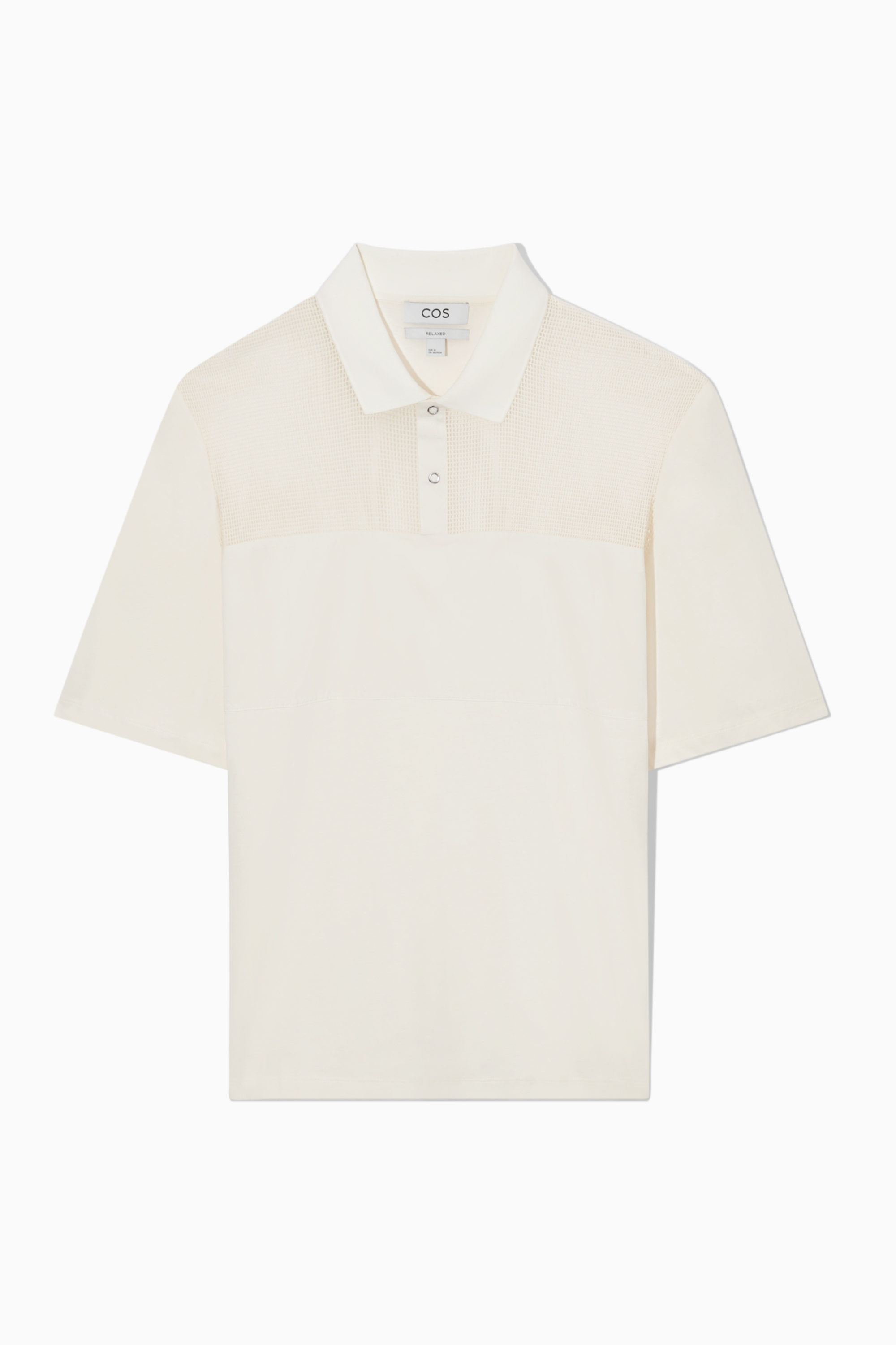 MESH-PANEL POLO SHIRT - WHITE | COS