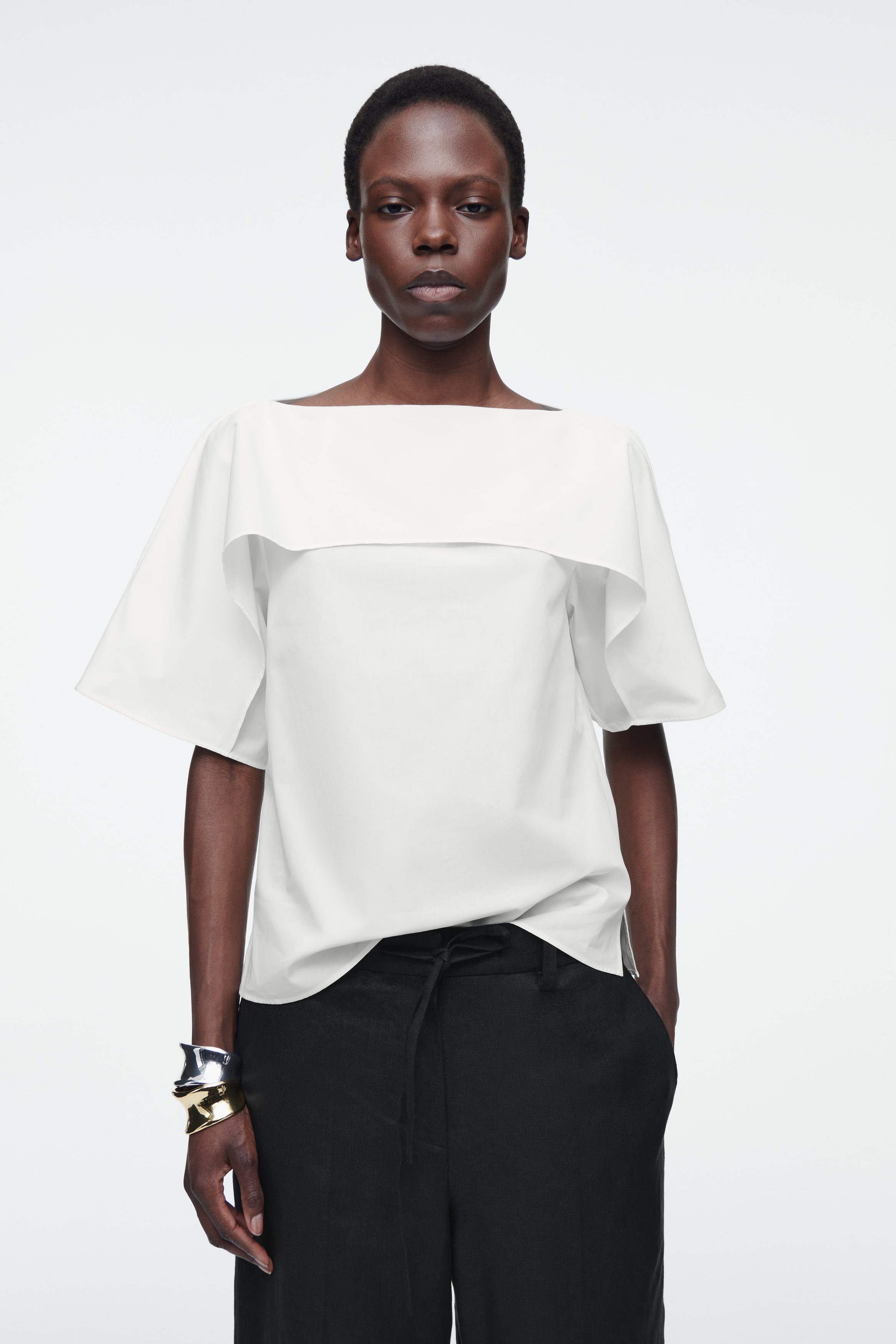 DRAPED COTTON TOP - WHITE | COS