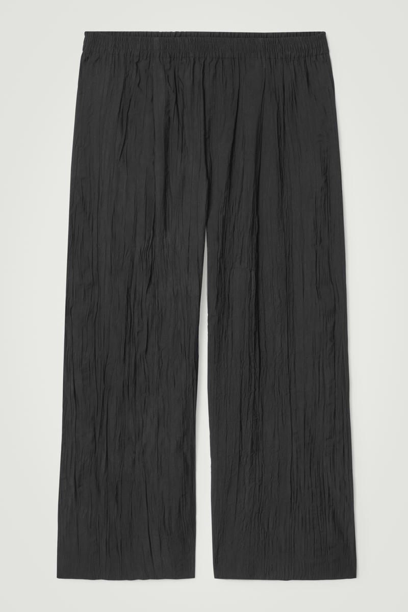 Crinkled Wide-Leg Trousers