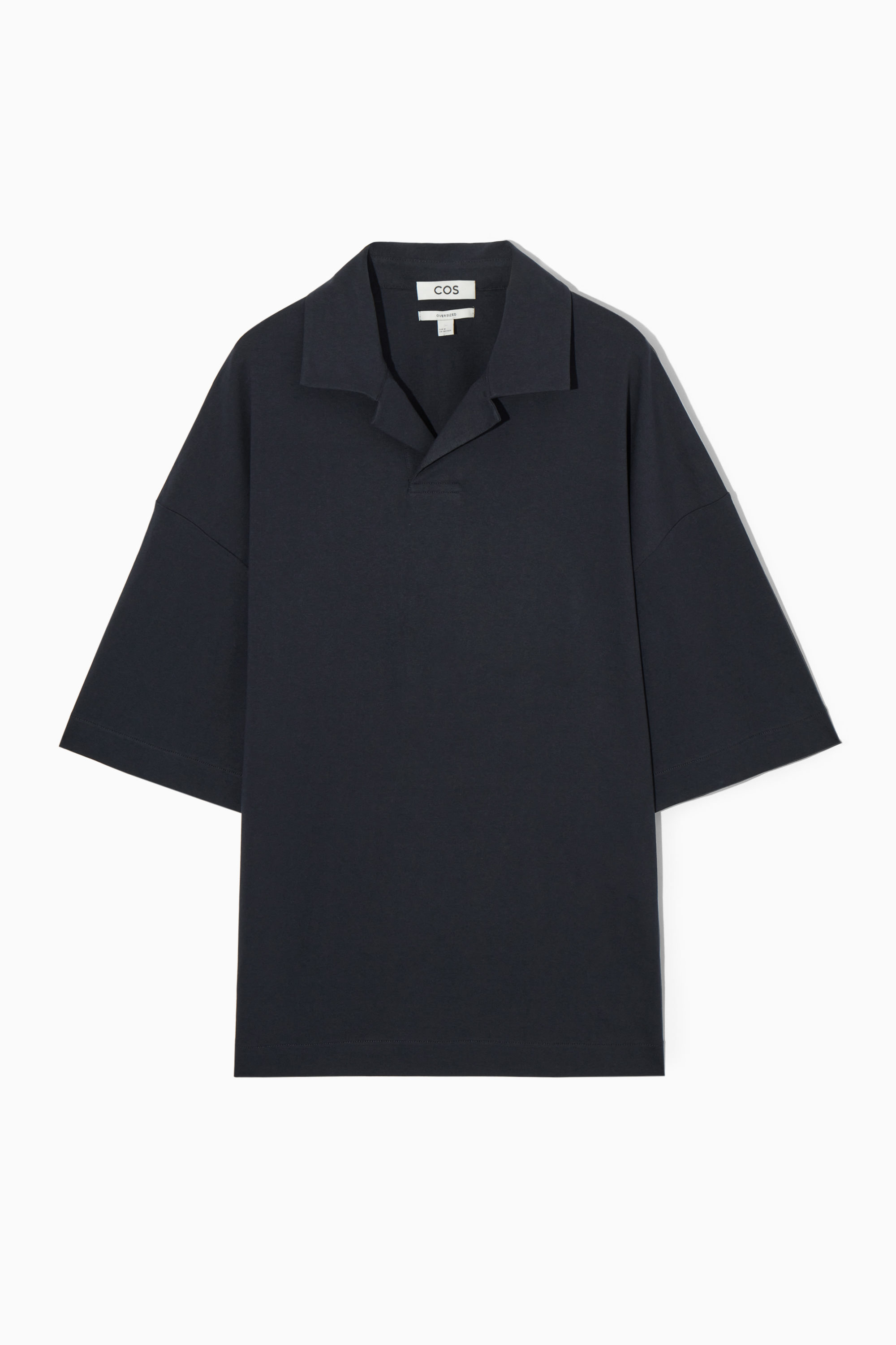 ★COOR★ Open collar cotton polo shirt black CMN3KT01K-BLK black-cotton-and-silk-open-